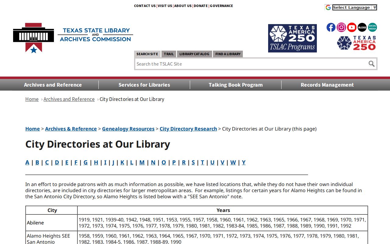 Irving city directory Texas State Library holdings page