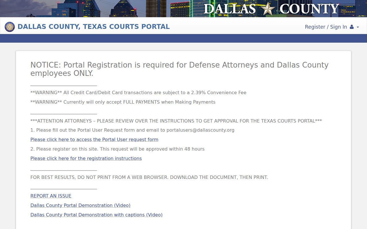 Irving residents directory Dallas County Courts Portal search