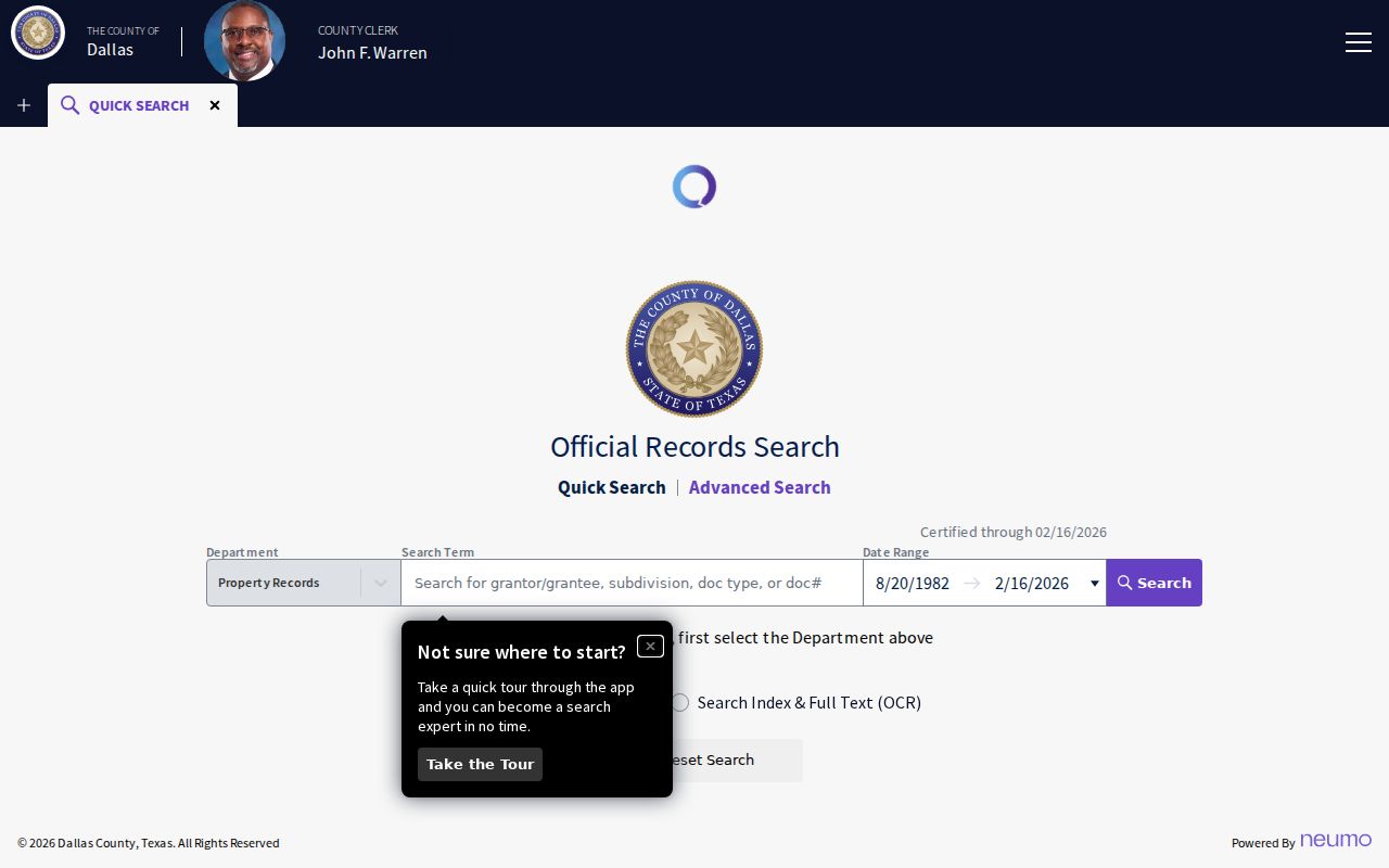 Irving street directory Dallas County deed index search controls