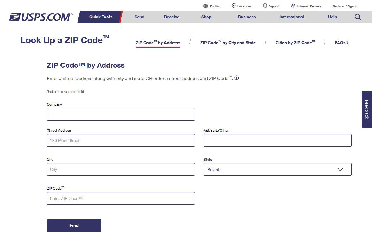 Irving ZIP code directory USPS ZIP Code Lookup by Address form